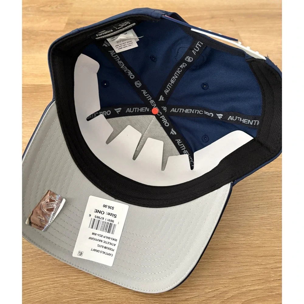 NWT Fantatics Washington Capitals  Authentic Pro Podium Draft Hat - OSFM - Navy